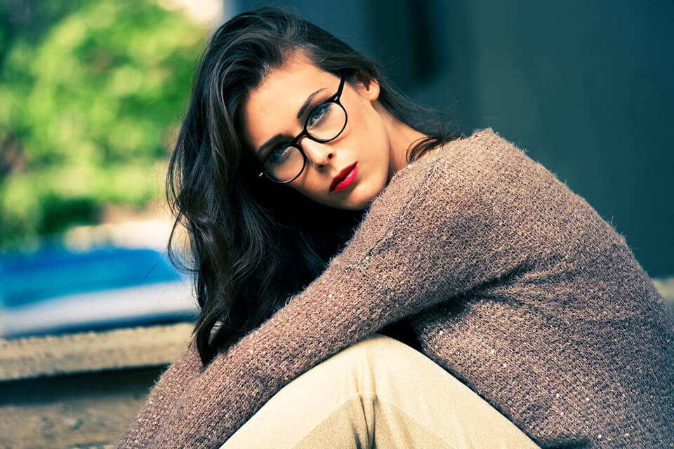 Stylish woman in glasses
