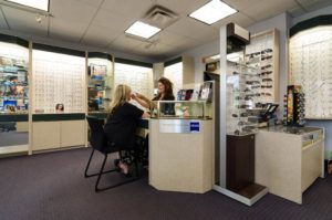 Interior of our optical shop in Chelmsford, MA